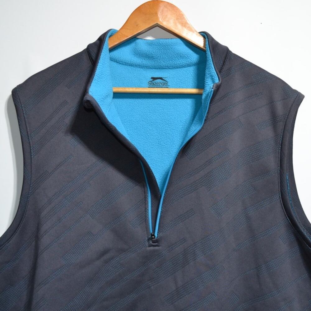 Slazenger Men's Outdoor Golf Quarter Zip Fleece Lined Vest Size XL Gray & Blue - Picture 5 of 7